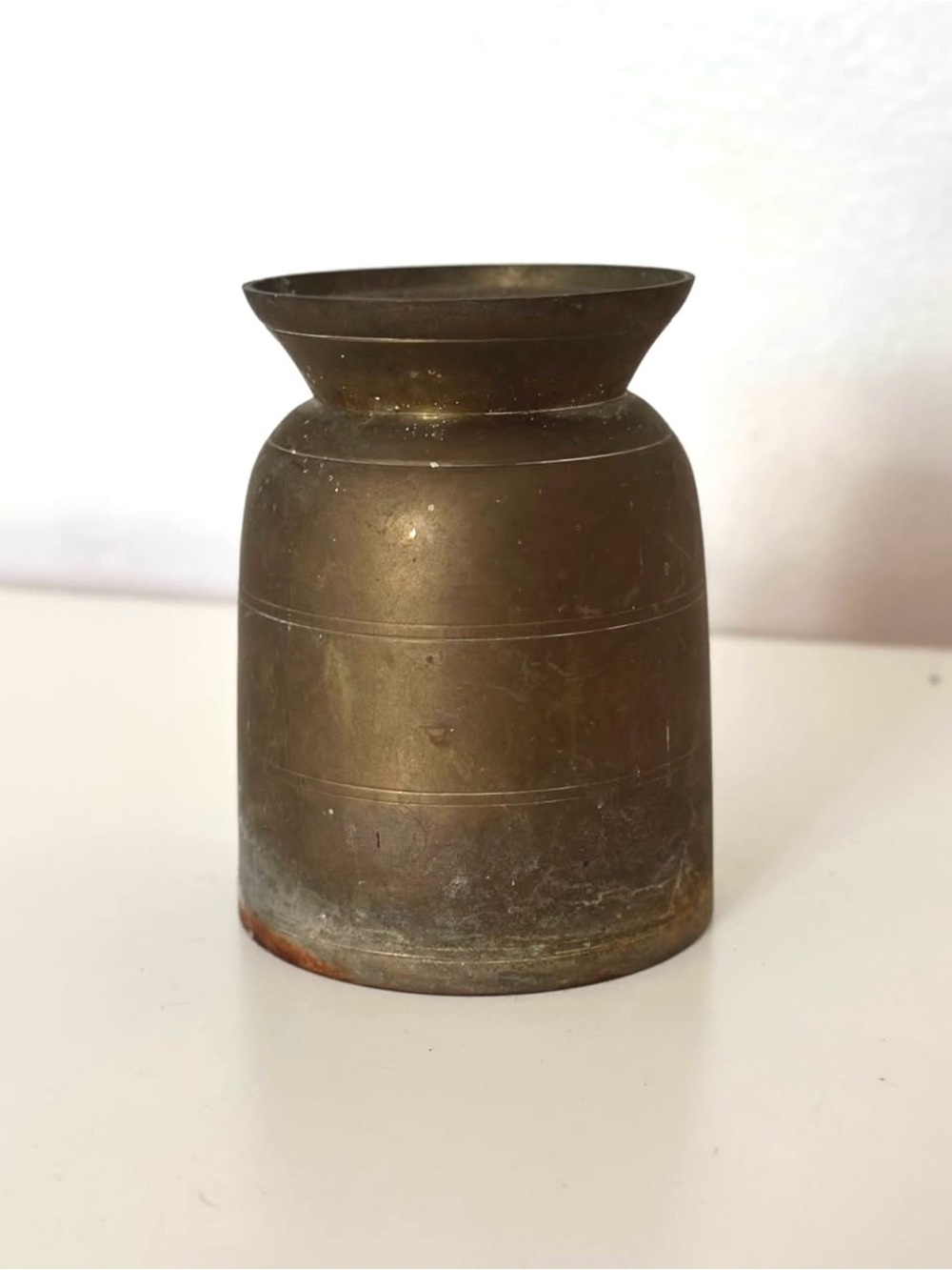 Antique Style Heavy Brass Pot Planter Vase Aged Patina